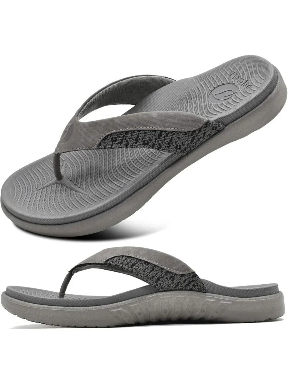Men's Grey Flip Flop Open Toe Athletic Orthotic Fasciitis Sport Sandal Shoes